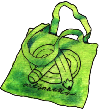 Drawing of the ArtSnacks Travel Tote Bag